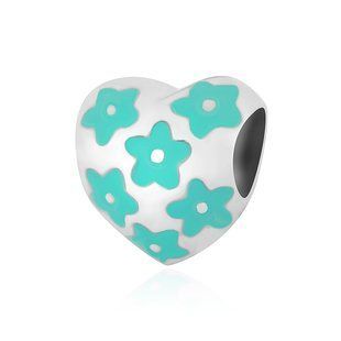 Серебряная бусина "Цветочное сердце" П5З/753