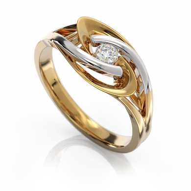 Золотое кольцо с бриллиантом "Cindy", уточнюйте, 1Кр57-0.08-4/4, Белый