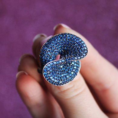 Серебряное кольцо "Guiliaine Sapphire", Синий, 15, Синий