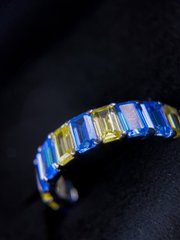 Серебряное кольцо с желто-голубыми фианитами TR-01-00039, уточнюйте
