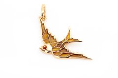 Золотая подвеска Птица с эмалью kp13344