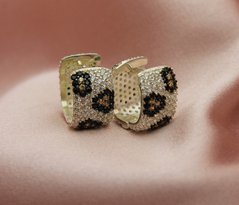 Срібні сережки кільця "Rich Leopard", Мікс кольорів