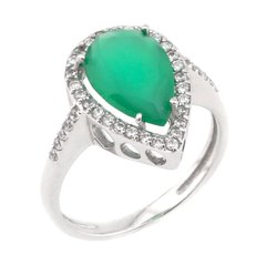 Фото Золотое кольцо с зеленым ониксом и фианитами 1194352