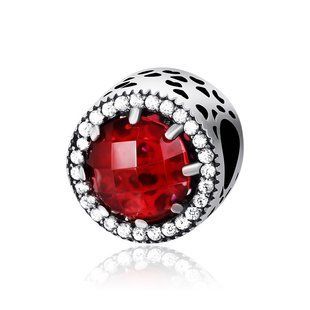 Серебряная бусина "Вишневые сияющие сердца" П5ФРу/7003