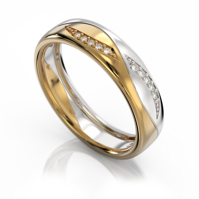 Золотое обручальное кольцо с бриллиантами "Carol", уточнюйте, 10Кр57-0,05-3/3, Белый