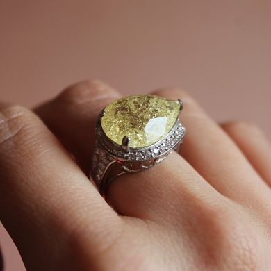 Серебряное кольцо "AURORA" Citrine, Золотистый, 15, Желтый