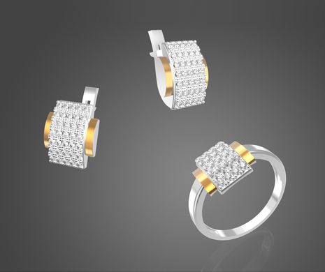 Серебряный набор серьги и кольцо "Antalya"