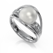 Золотое кольцо с жемчугом и бриллиантами "Evanescent", уточнюйте, 6Кр57-0,05-3/3; 1Перлина культ.(прісн. біла), Белый