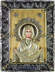 Фото Ікона настільна Покров Пресвятої Богородиці з сухозлітним золотом