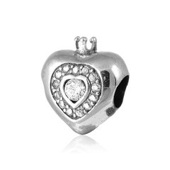 Серебряная бусина "Сердце принцессы" П5Ф/8073