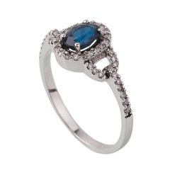 Золотое кольцо с сапфиром и бриллиантами YZ19457, уточнюйте, Белый-Синий