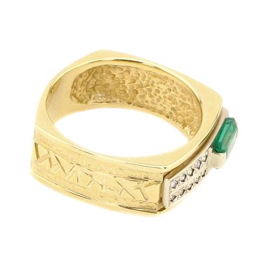 Золотое мужское кольцо с изумрудом и бриллиантами 11037-3em, уточнюйте