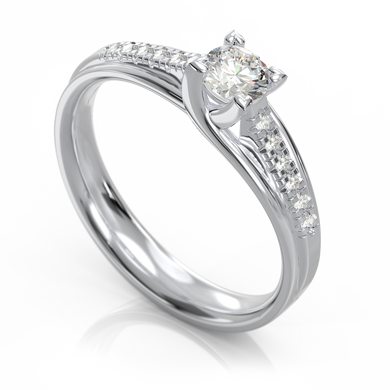 Золотое кольцо с бриллиантами "Imogen", уточнюйте, 1Кр57-0,25-2/3; 12Кр57-0,05-3/3, Белый