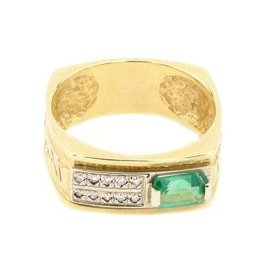 Золотое мужское кольцо с изумрудом и бриллиантами 11037-3em, уточнюйте