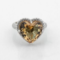 Серебряное кольцо Сердце с султанитом и фианитами K111683, уточнюйте