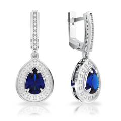 Золоті сережки з діамантами і сапфірами "Delight", 16Кр57-0.09-4/4; 32Кр57-0.19-4/4; 2Сапфіра-2.81-3/II, Синій