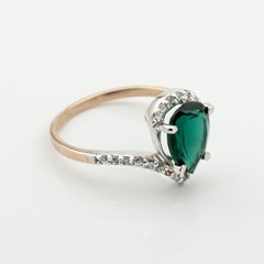 Золотое кольцо с синт. зеленым кварцем и фианитами 11743gqnano, 18,5 размер, уточнюйте