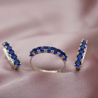 Серебряное кольцо "Amelia Blue", Синий, 15, Синий