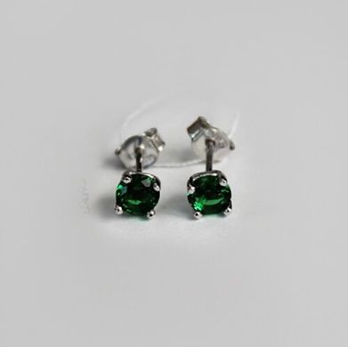 Серебряные серьги гвоздики "Mini Emerald", Зеленый