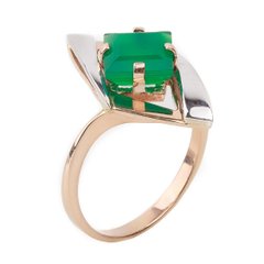 Фото Золотое кольцо с зеленым ониксом 11352