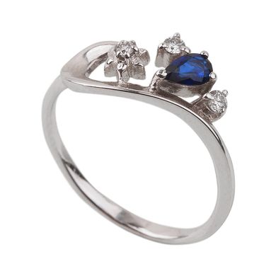 Золотое кольцо с сапфирами и бриллиантами RO01589, уточнюйте, Белый-Синий