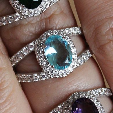 Серебряное кольцо "Gretta Вlue", Голубой, 15, Голубой
