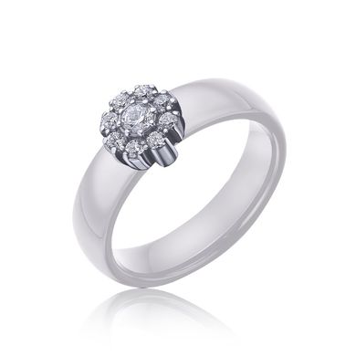 Серебряное кольцо с белой керамикой "Florence" с1035б, уточнюйте, Белый