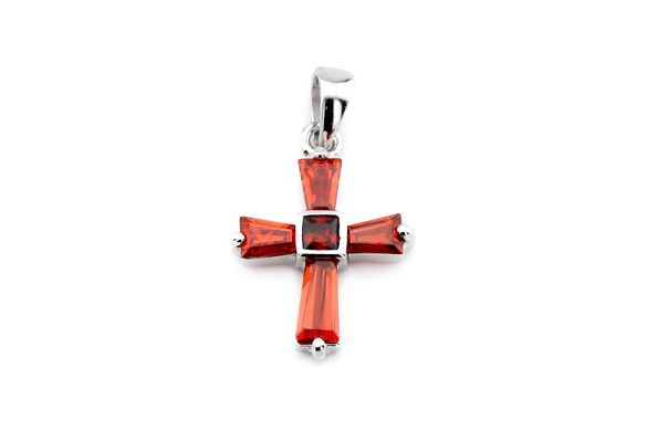 Серебряный крестик (красный) СР13126