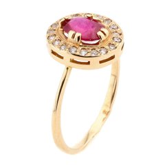 Фото Золотое кольцо с рубином и фианитами 11917-1-1