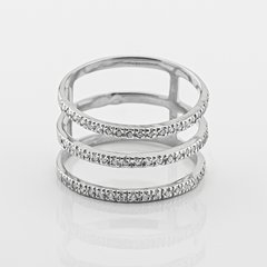 Серебряное тройное кольцо с фианитами 111046-4, уточнюйте