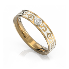 Золотое обручальное кольцо с бриллиантом "Whitney", уточнюйте, 1Кр57-0.04-4/4, Белый