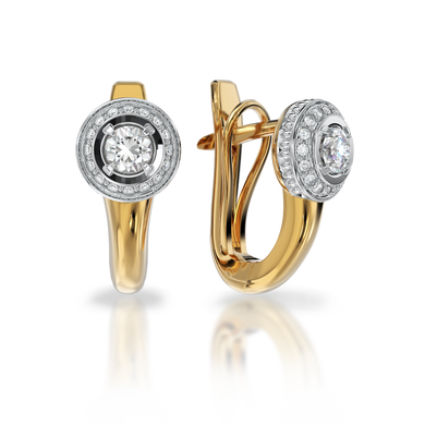 Золотые серьги с бриллиантами "Fleur", 24Кр57-0.13-4/4; 2Кр57-0.35-4/4, Белый