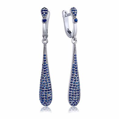Срібні сережки "Evocative Sapphire", Синій