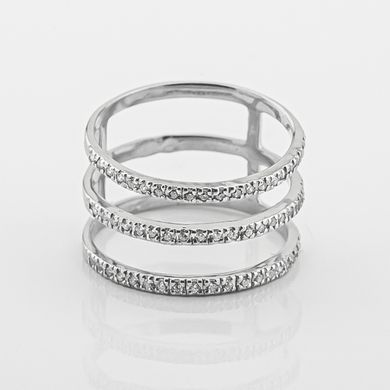 Серебряное тройное кольцо с фианитами 111046-4, уточнюйте