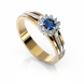 Золота каблучка з сапфіром і діамантами "Amber", уточнюйте, 6Кр57-0.04-4/4; 1Сапфір-0.59-3/II, Синій