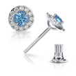 Золоті сережки цвяшки з діамантами "Catharsis", 2.87, 24Кр57-0,39-1/3; 2Топаза-0,60-2, Топаз