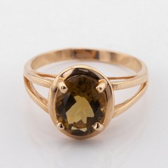 Фото Золотое кольцо с бренди топазом 111009btop