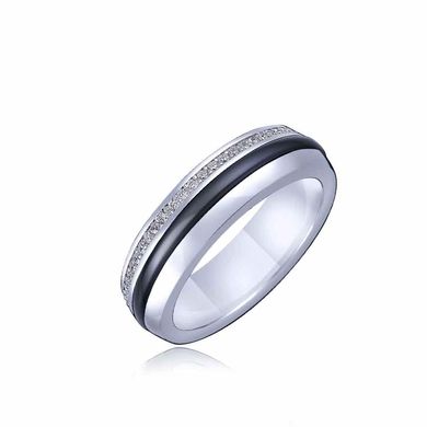 Серебряное кольцо с1106ч, 17.5, Белый-Черный