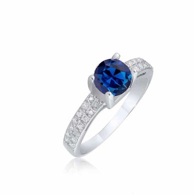 Срібний перстень з фіанітамі 81512, Синій, уточнюйте, Синій