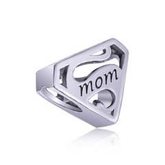 Серебряная бусина "Super mom"