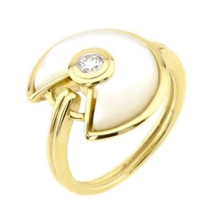 Фото Золотое кольцо с перламутром и фианитом КК11032