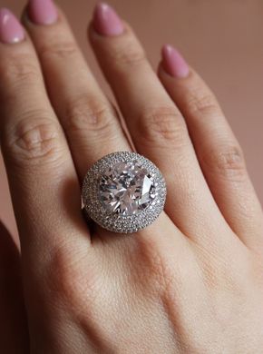 Серебряное кольцо "BiG Diamond", Белый, 15, Белый