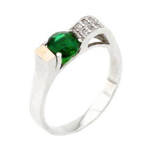 Серебряное кольцо с фианитами (с золотыми накладками) к758ф, уточнюйте