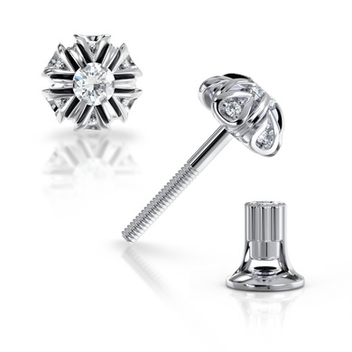 Золоті сережки цвяшки з діамантами "Delicate", 12Кр57-0.07-4/4; 2Кр57-0.16-4/4, Білий