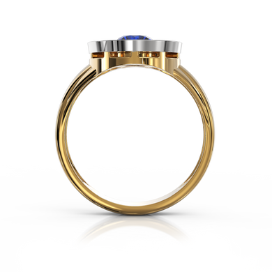 Золотое кольцо с сапфиром и бриллиантами "Miracle", уточнюйте, 20Кр57-0.11-4/4; 1Сапфір-0.59-3/II, Белый-Синий