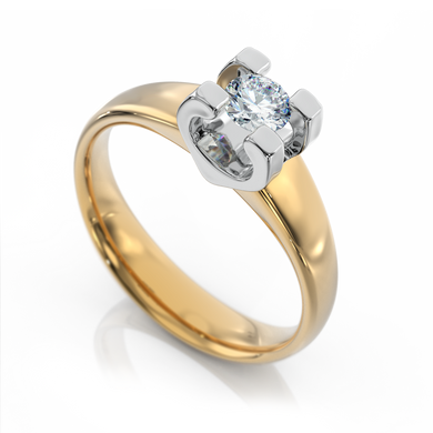 Золотое кольцо с бриллиантом "Sophie", уточнюйте, 1Кр57-0,31-4/3, Белый