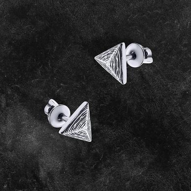 Срібні сережки цвяшки "Pyramids"