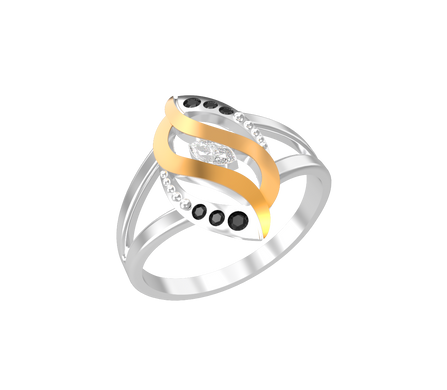 Серебряное женское кольцо "Almeria", уточнюйте, Белый-Черный