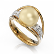 Золота каблучка з перлиною і діамантами "Evanescent Gold", уточнюйте, 6Кр57-0,06-1/4; 1Перлина культ. (Південних морів)