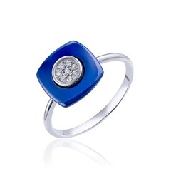 Серебряное кольцо с1042с, уточнюйте, Белый-Синий
